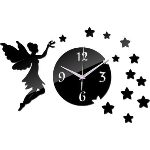 Hot sale brief style wall quartz clocks stars decor wall watches needle single face diy mirror acrylic material wall stickers