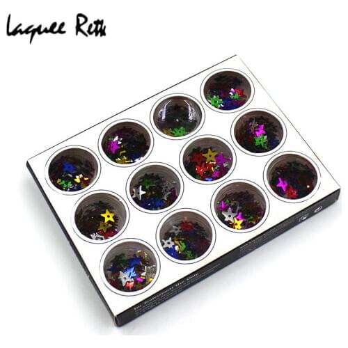 Hot Sale 12 Color 3D Glitter Nail Art Decoration Star DIY Wheel Stickers Rhinestones
