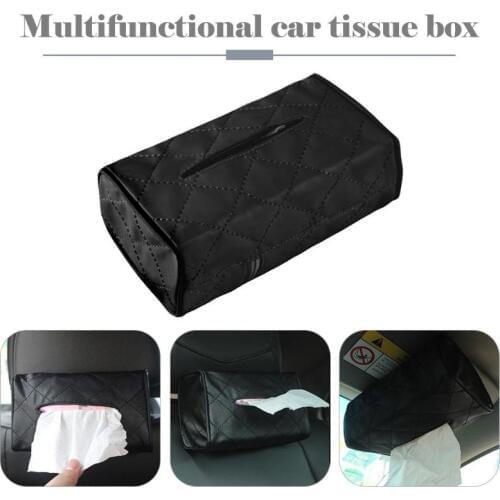 PU Leather Tissue Box Car Multifunctional Napkin Papers Container Holder Universal Car Armrest Seat Back Tissue Case Origanizer
