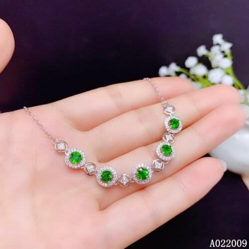 KJJEAXCMY fine jewelry 925 sterling silver inlaid natural diopside bracelet classic girl hand bracelet support testing