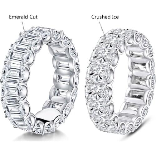 A Butterfly 925 Sterling Silver Emerald Cut And Crushed Ice Cut Full Eternity Wedding Ring SONA Diamond Engagement Silver Ring