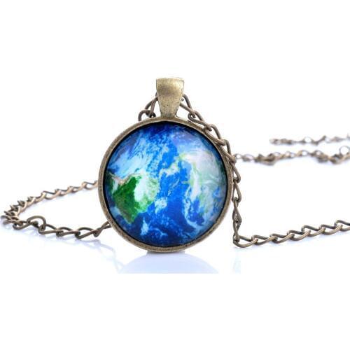 Lureme Fashion Ocean Pendant Necklace Bronze Color Chain Necklace in Jewelry Classic Glass Cabochon Necklace