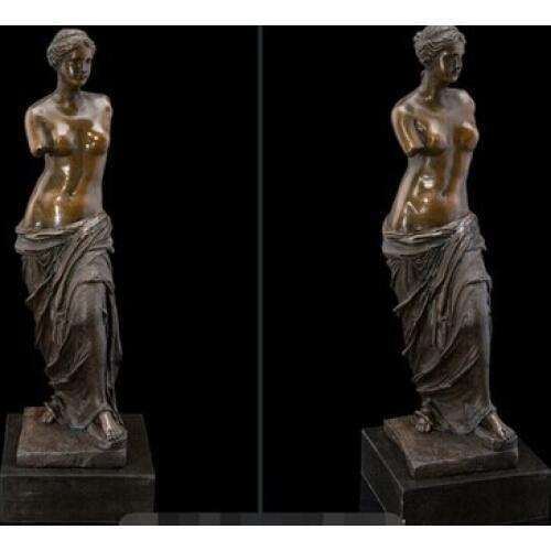 Copper Brass CHINESE crafts decor ART sculpture Blessed Art Deco Sculpture Aphrodite Broken Arms Woman Nude Bronze Statue