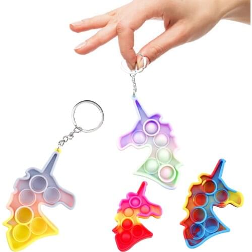 Mini Pops Simple Dimple Keychain Its Push Bubble Anxiety Sensory Fidget Toy Anti Stress Relief For Autism adhd Children Adults