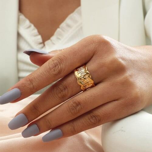 MOREDEAR Simple Irregular Surface Gold Color Openning Ring For Women