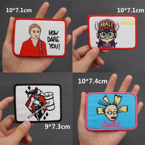 Cartoon Lady Embroidery Punk Biker Patch Merrow Border Iron On Back Badge for Clothes Hat Accessories Decoration