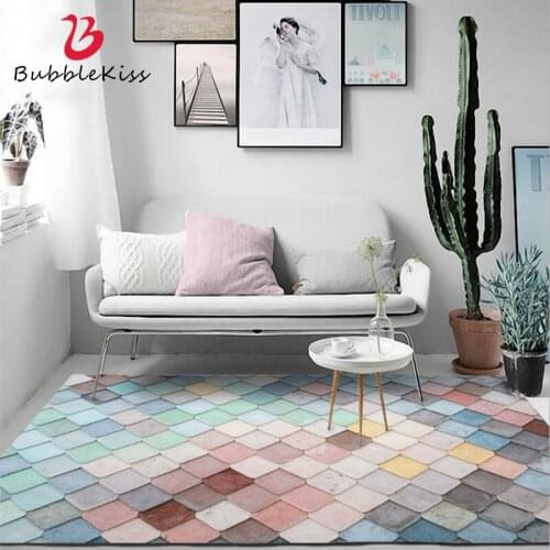 Bubble Kiss Nordic Style Gradient Colorful Mosaic Pattern Carpets Home Decor Kids Bedroom Customized Rugs Non-slip Floor Mat