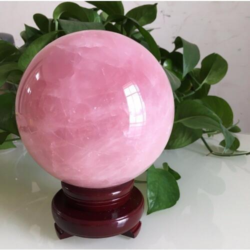 Natural Pink Rose Quartz Crystal Healing Ball Sphere + Stand