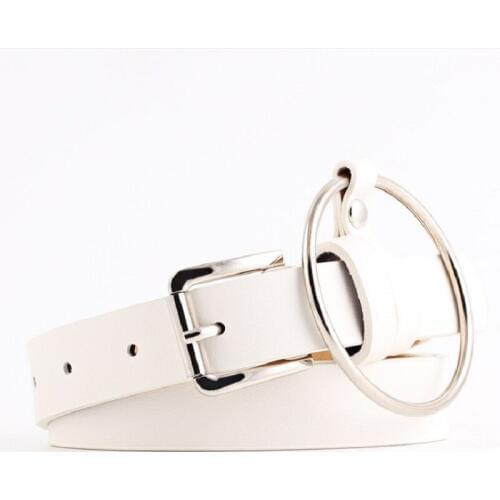2018 New Design Women Belt Female Big Ring Decorated Waist Belts Lady Girls Fashion Pin Buckle Solid PU Leather Strap Waistband