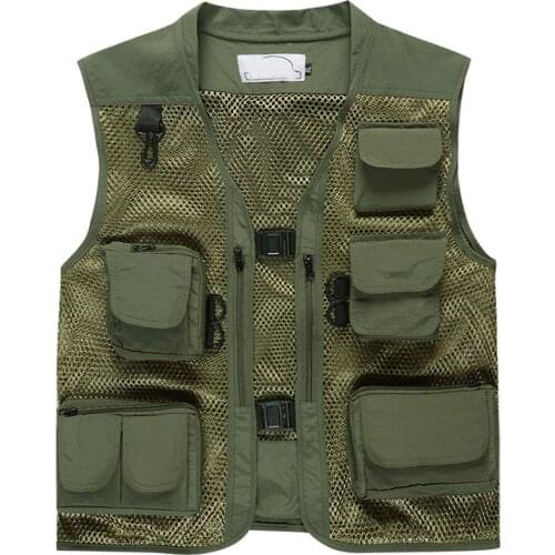Fishing Clothes Multi-pocket Vest Men Quick Dry Thin Mesh Tactical Military Camping Vest Outdoor Men Waistcoats Multi Pocket