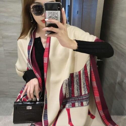 Autumn and Winter New Pattern Imitation Cashmere Scarf European and American Fashion Atmosphere Shawl Warm Bib Women
