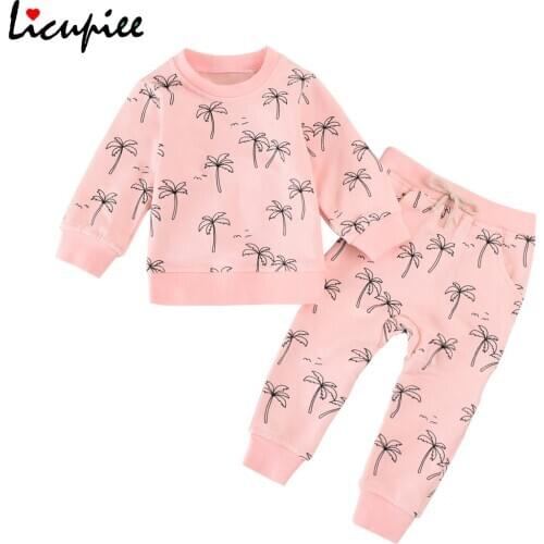 Baby Kids Print Autumn 2 Pcs Infant Tree Print Outfits, Toddler Long Sleeve Round Neck Pullover Drawstring Trousers 1-4 Years
