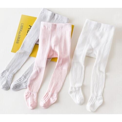 0-2Y Newborn Baby Girl’s Solid Color Tights Leggings Anti-mosquito Breathable Mesh One-piece Spring Autumn Pantyhose