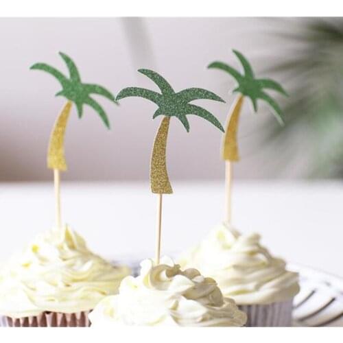Personalised Palm Tree glitter Cupcake Toppers /tropical party/customised birthday glod topper/table decorations Baby shower