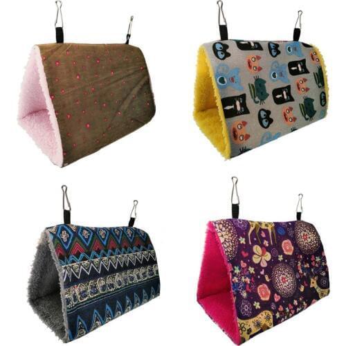 Pet Bird Hammock Cage Soft Hut Tent Bed Peony Nest Warm Thick Triangle- Cave