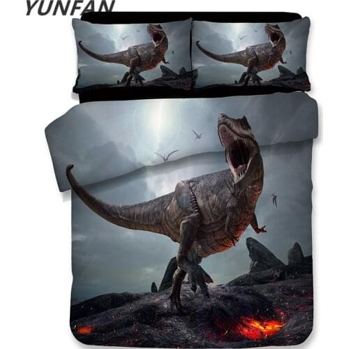 3D Quilt Cover Pillowcase Kids Bedroom cartoon style Twin Full Queen King Bedding sets 3D Dinosaur duvet cover sets bedclothes