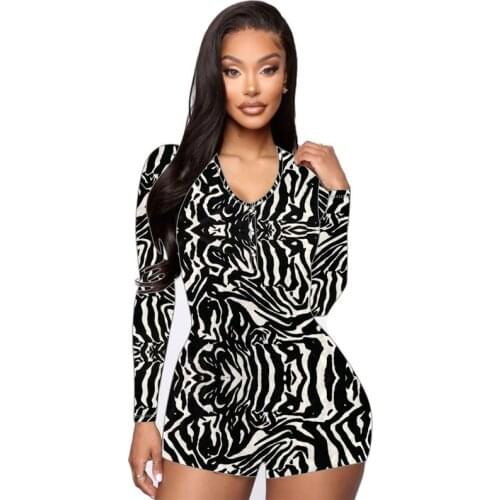 QWEEK Snack Shorts for Women Abdl Onesie Romper Zebra Pattern Sexy Sleepwear Homewear Spring Autum Home Clothes Nightwear V-Neck