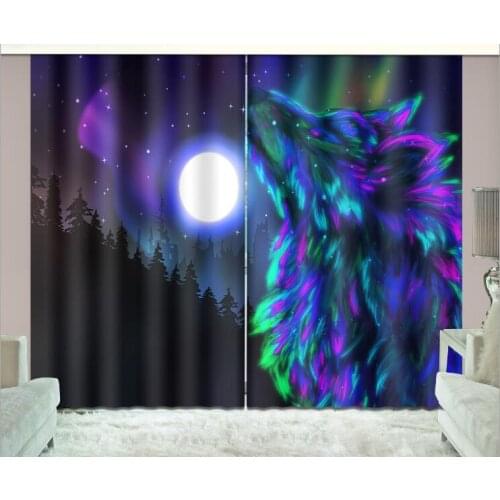 Coloured Wolf Luxury Blackout 3D Window Curtain For Living Room kids Bedroom Drapes Rideaux Cortinas Customized size pillowcase