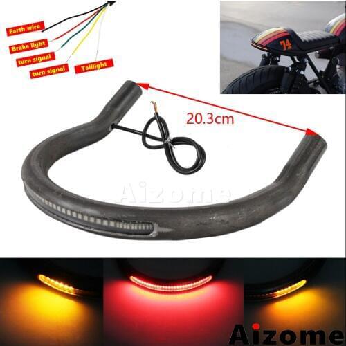 8" Wide Upswept LED Taillight Turn Signals Tracker End Loop Tube For Honda Yamaha Suzuki Cafe Racer Rear Seat Cushion Frame Hoop