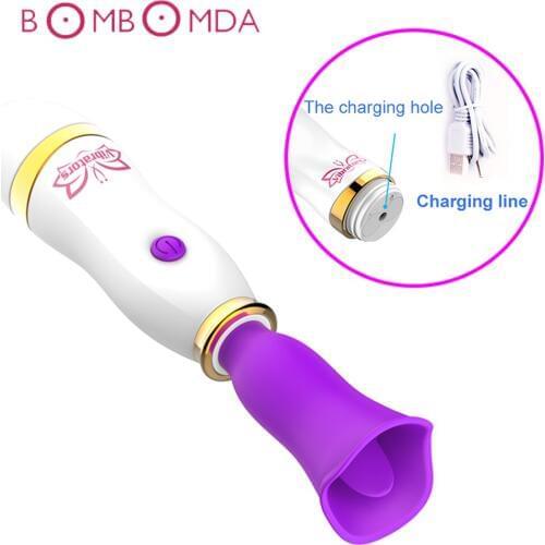 Tongue Vibrator For Women Nipple Massager 12 Speeds Clitoris Licking Stimulator AV Stick Sex Toys for Women Masturbator Sex Shop