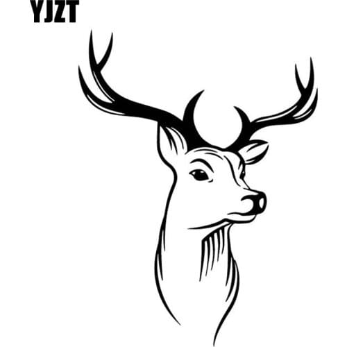 YJZT 12.1CM*16.1CM Deer Head Simple Decoration Car Trunk Car Sticker Vinyl Decal Black/Silver C4-2031