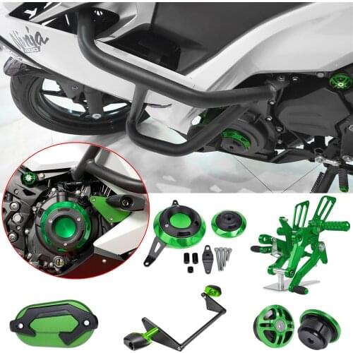 Engine Guard Frame Slider Crash Protector Rearsets Front Brake Fluid Reservoir Cap Cover For KAWASAKI NINJA 400 Z400 2018 2019