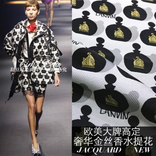 Gold thread jacquard fabric meter crisp jacquard brocade fabric windbreaker dress cotton fabric wholesale jacquard cotton cloth