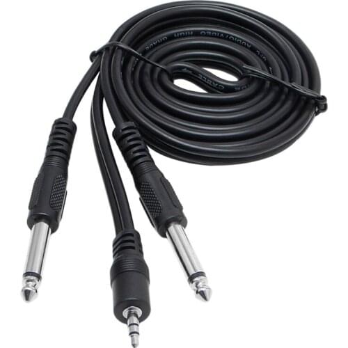 1.5M Double Male 1/4" 6.35mm Mono Jack to Stereo 1/8" 3.5mm Jack Cable Cord