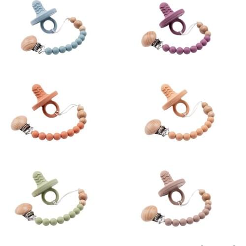 1PC Baby Pacifier Chain Clips Mini Food Grade Silicone Bead Baby Teether Nipple Holder Nurse Gift Teeth Toy baby supplies