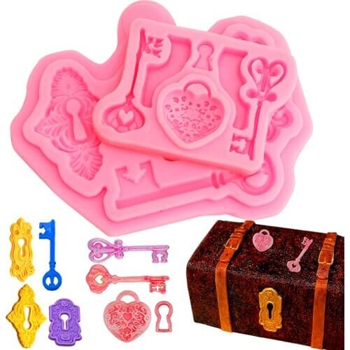 1 piece key pink fudge silicone mold baking cake silicone mold kitchen 3D chocolate silicone mold