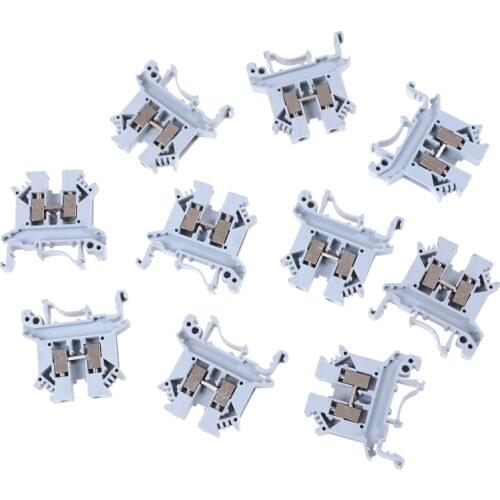 10pcs Wire Terminal blocks UK-2.5B universal DIN rail lug plate Wiring Cable row connection copper DIN rail mounted UK2.5B