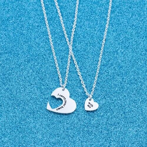 20PCS Wholesale Puzzle Pendant I Carry Your Heart With Me Couple Necklace Set Romantic Fashion Heart Matching Couples Gifts