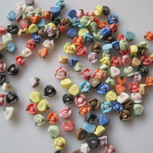 #86 30pcs Cute Mix Ceramic Flower Shapes Nail Resin Decoration Outlooking