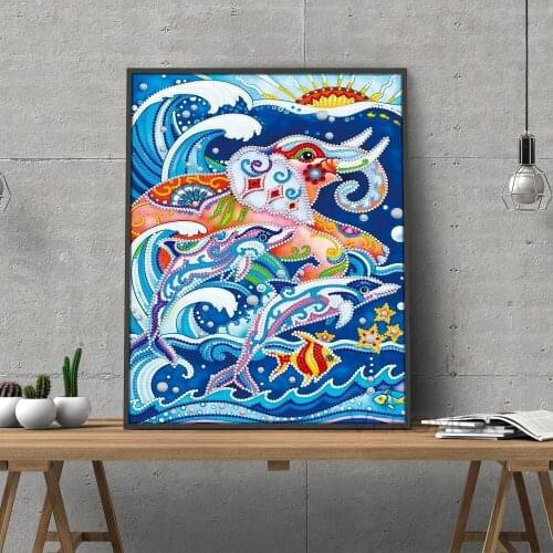 Elephant Diamond Painting 5D Luminous Night Light Diamond Embroidery Cross Stitch Sea Animal Picture Of Rhinestone Home Decor