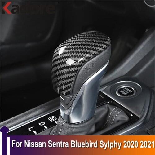 Car Gear Head Shift Knob Cover Gear Shift Handle Trim Sticker Car Styling For Nissan Sentra Bluebird Sylphy 2020 2021