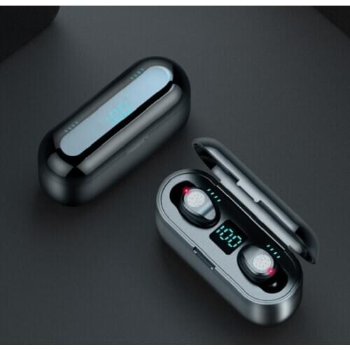 Wireless Earphone Bluetooth V5.0 F9 Wireless Bluetooth Headphone LED Display With 2000mAh Power Bank Headset With Microphone