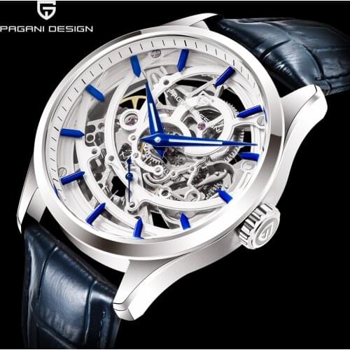 PAGANI DESIGN Brand Fashion Leather Hollow Out Watch Men Automatic Mechanical Skeleton Waterproof Watches Relogio Masculino
