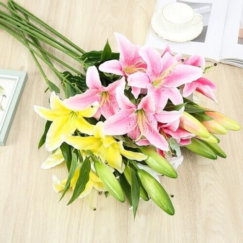 3Heads 78cm Artificial Lily Flower Branch Wedding Birthday Party Home Decoration Fake Flowers DIY Flower Wall Photography Props