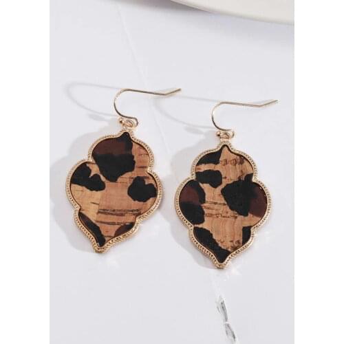 E7830 ZWPON Smaller Cork Morocco Earrings for Women 2021 New Colored Cork Earrings Teardrop Earrings Wholesale Jewelry