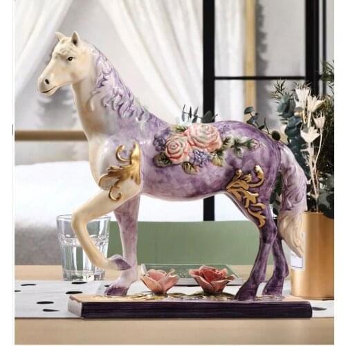 EUROPEAN CERAMIC HORSE ORNAMENTS ART OFFICE DESKTOP FIGURINES DECORATION HOME LIVINGROOM TABLE FURNISHING CRAFTS WEDDING GIFTS