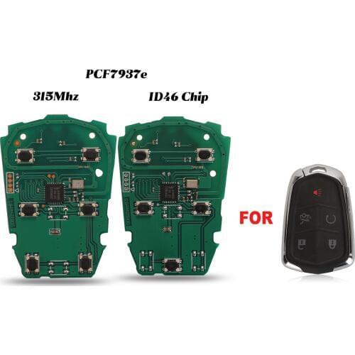 Jingyuqin Pcf7937e ID46 315MHz Smart Remote Car Key Fob 5/6 Buttons For Cadillac ATS CTS SRX XTS Escalade 2014 2015 2016 2017