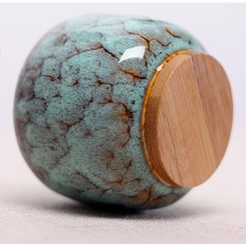 Chinese Ceramic Tea Caddy Wooden Lid Non-woven Sealed Storage Cans Holiday Gifts Home Portable Travel Mini Tea Caddy Tea Box