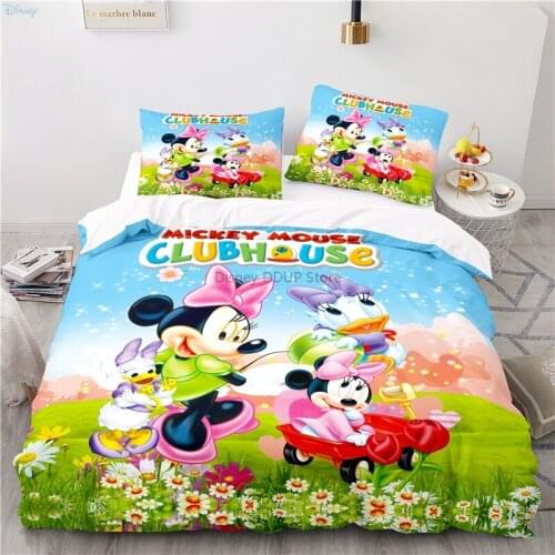 Lovely Girl Minnie Mouse Bedding Set Single Twin Double Queen King 3d Duvet Cover Set Pillowcase for Kids Mickey Mouse Bed Linen