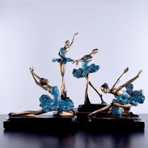 Creative Ballerina Statue Ornaments Gold Silver Statue Resin Figurine Desk Decor Black Base Portrait Home Decoration Accessories