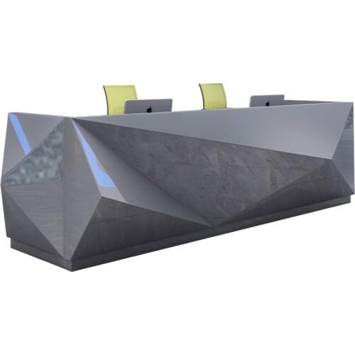 Creative painting at front desk Simple modern office front desk Reception desk cashier bar