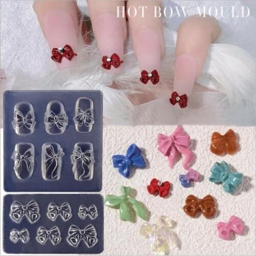 Nail Bow Filler Epoxy Resin Mold Handmade DIY Manicure Nail Patch Silicone Mold Jewelry Making Kit Accessories