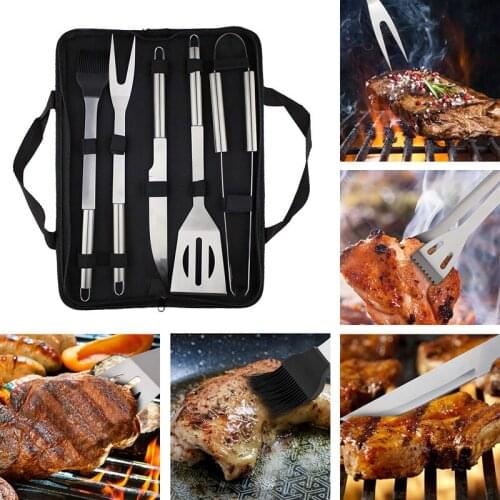 Home BBQ Tools Set Stainless Steel Barbecue Grilling Accessories Outdoor Camping Cooking Tools In Portable Case BBQ Utensils