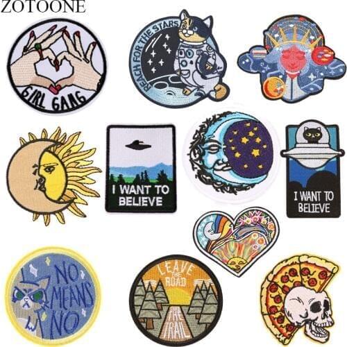 ZOTOONE Heart Cat Skull Patches Badge Diy Stickers Iron on Clothes Heat Transfer Applique Embroidered Applications Cloth Fabric