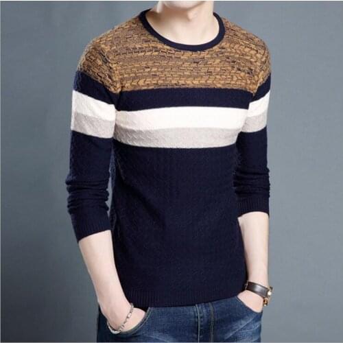 2020 New Fashion Men Knitted Pullover Sweaters Casual Mens Clothing Matching Color Knitwear Sweater British Style Man Tops