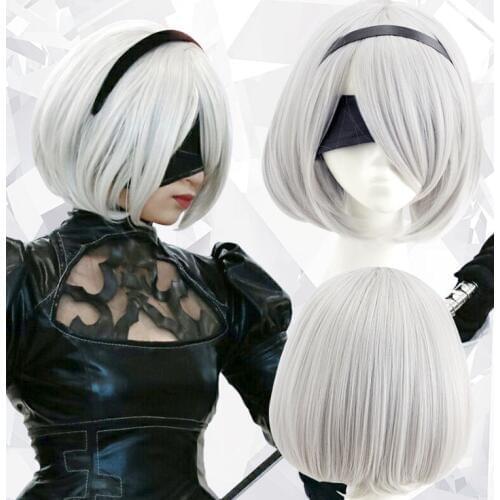 Cosplay Wig YoRHa No.2 Type B 2BYoRH 2A 9S 2B wig NieR:Automata Costume Play Wigs Costumes Hair +Wig Cap